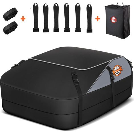 Coffre de Toit de Voiture Pliable de Cubes, boîte de Rangement étanche, Sac de Toit, Sac de Rangement pour Voyage et Transport de Bagages (6 Crochets de Porte et, 20 CU.ft.) (1/3)