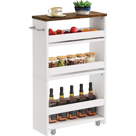 Chariot de Rangement,Desserte,Étagère de Cuisine Fin WST005W (1/5)
