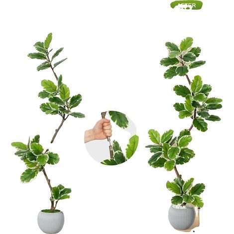Árbol artificial, hojas realistas, maceta decorativa, 60 pulgadas (1/2)