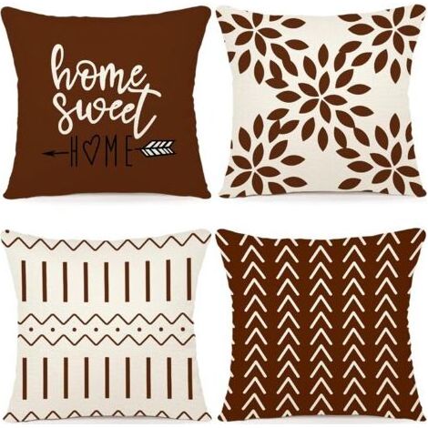 Lot de 4 Housse de Coussin Décoratif Canapé Taie d'oreiller Decoration Canapé Housses de Coussin en Lin d'extérieur Housse de Coussin Décoration pour Chambre, canapé, Chaise, Lit,Jardin 45x45CM (1/5)