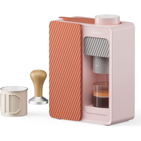 Ciarra Bloom Box Macchina da Caffè Portatile Espresso 15 Bar Doppia Alimentazione (Rete & Batteria) Serbatoio 180 ml Compatta e Nomade CBPCM551-P