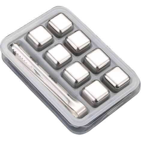 Glaçons en pierre de refroidissement pour boissons en acier inoxydable et métal avec pinces (1/5)