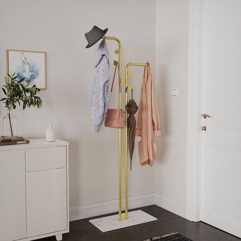 Free Standing Coat Stand Rack Granite Stone Base Metal Tube Garment Clothes Rail (1/5)
