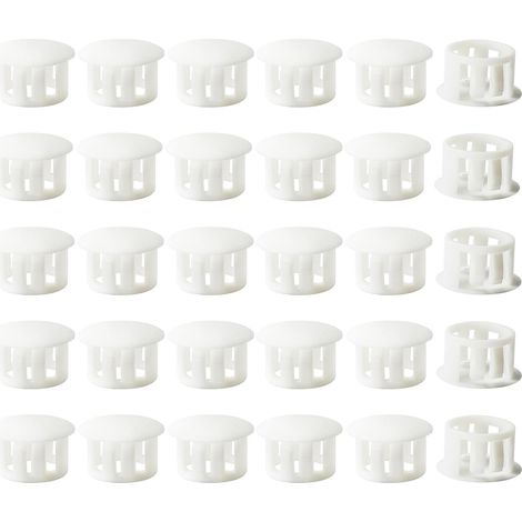 Embouts d'insertion - Embouts de fixation ronds verrouillables - Pour tubes de poteaux de clôture de meubles - 15 mm, 30 unités - Blanc (1/5)