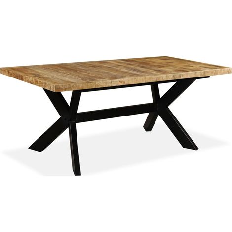 Maison Exclusive - Table à manger Bois de manguier massif et croix en acier 180 cm (1/5)