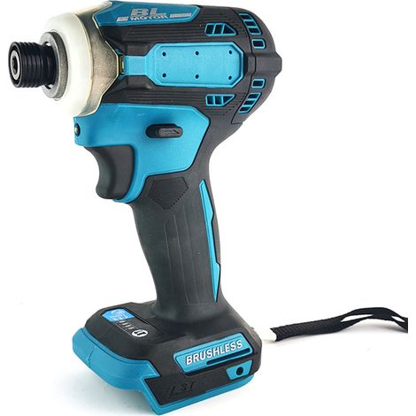 Akku-Schlagbohrschrauber mit 3 Geschwindigkeiten, bürstenlos, mit LED-Beleuchtung für Heimwerker- und Holzbearbeitungsprojekte – 18 V, ABS, Blau/Schwarz, 4-teiliges Set (1/5)
