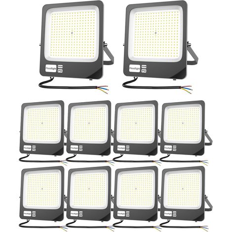 Projecteur LED Extérieur 200W, Spot LED Extérieur IP66 Etanche Luminaire Exterieur de Sécurité,6500K Blanc Froid Super Lumineux Eclairage Exterieur Murale pour Cour,Jardin,Garage,Patio-10 Pack