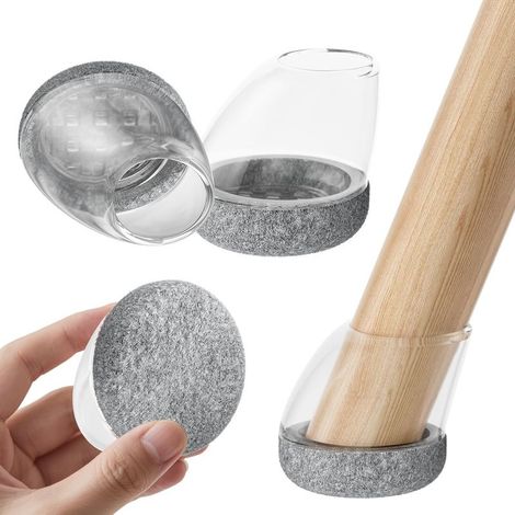 Stuhlbeinschoner, 24 Stück Silikon-Bodenschoner mit Filzbezug, reduzieren Geräusche, verhindern Kratzer, rund, 14–20 mm (1/4)