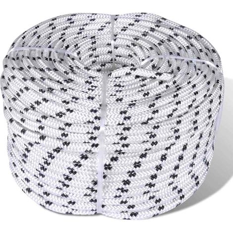 vidaXL Cuerda trenzada poliéster 12 mm 250 mm blanco (1/2)