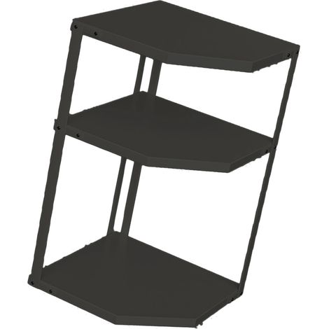 Étagère de rangement pour casseroles et poêles en forme d'éventail, étagère d'angle à épices, étagère de rangement triangulaire à plusieurs niveaux à poser sous l'évier, noire à trois niveaux. (1/5)