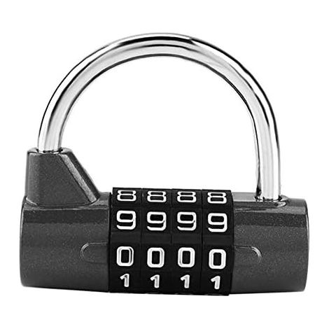 Cadenas à combinaison de code à 4 chiffres, casier de gymnase, verrou de sécurité par mot de passe pour salle de sport, école, valise de voyage pour employé(Black) (1/5)