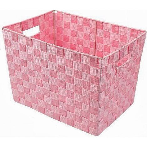 Cleafe - Portaoggetti Cesto In Tessuto Intrecciato 38 X 26 X 25cm Con Maniglie Rosa 79041 - (1/5)