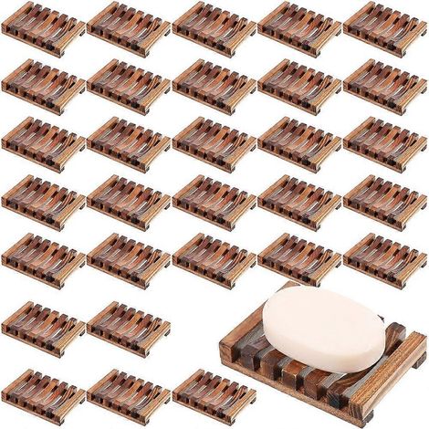 Lot de 30 porte-savons en bois pour douche, rangement et égouttoir, idéal pour la salle de bain, la cuisine et le lavabo (éponge, shampoing). (1/5)