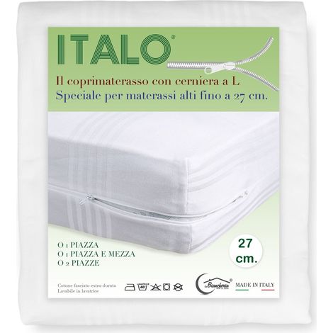 COPRIMATERASSO ITALO a sacco CON CERNIERA ZIP A L altezza cm. 27 per materassi alti 2 PIAZZE