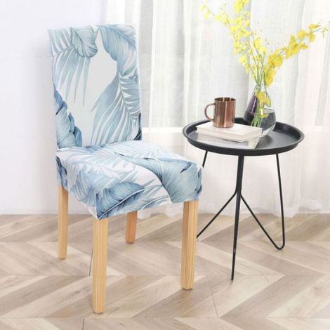 4 Pièces Housse de chaise, élastique, imprimée, dossier 45-60 cm, siège 40-50 cm, salle à manger, hôtel (1/4)