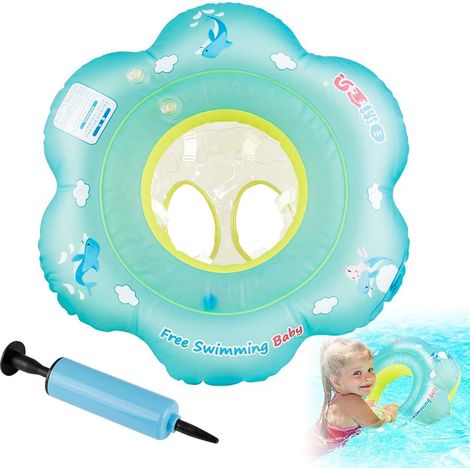 Asiento de piscina para bebé, flotador inflable para niños de 6 a 18 meses (verde-S)