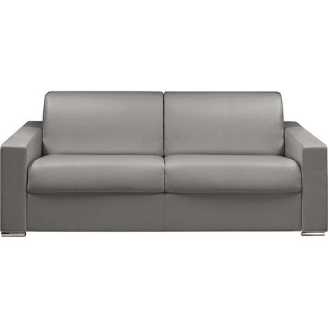 Divano letto 4 posti a ribalta in similpelle Grigio - Larghezza Materasso 160 cm - Spessore 14 cm - CALITO