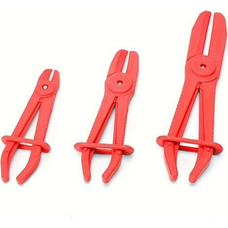 Lot de 3 pinces droites en plastique pour tuyaux flexibles, conduites de gaz, radiateur, frein, liquide de refroidissement et conduites de carburant - Rouge (1/5)