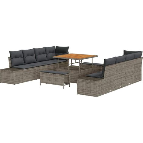 Maison Exclusive - Conjunto de sofás de jardín 11 pcs Gris ratán