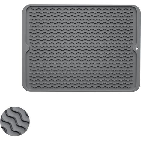 Tapis d'évier, repose-assiette, compatible lave-vaisselle, gris foncé, 30 x 40 cm (1/5)