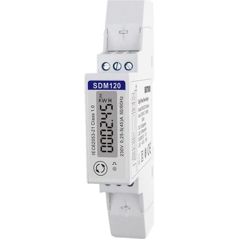 1 Compteur électrique Monophasé 45A Rail DIN Modbus RS485 Écran LCD MID