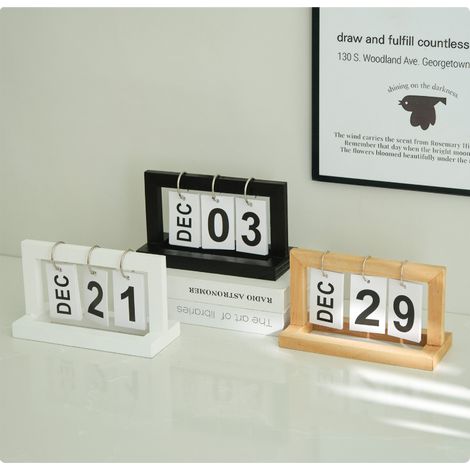 Calendrier perpétuel en bois, calendrier de bureau en bois à rabat, calendrier de bureau décoratif, calendrier de bureau vintage réutilisable, convient aux bureaux et à la décoration intérieure. (1/5)