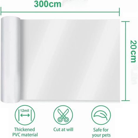 Ruban adhésif anti-griffures pour chats et chiens - transparent et sans résidus - film protecteur pour meubles et canapés 20 cm x 3 m x 0,3 mm (1/5)