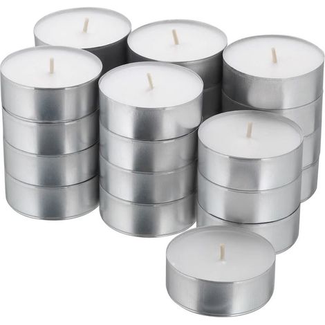 CANDELE TEALIGHT pz.25 CANDELA LUMINO SEGNAPOSTO SCALDAVIVANDE BIANCA
