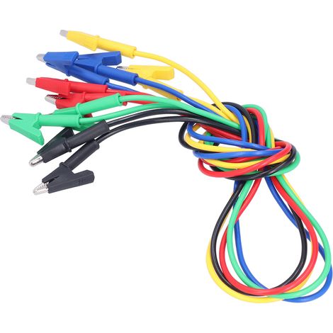 Câble de test en laiton à double pince crocodile (lot de 5), 1 m, pour tester les connexions électriques. (1/5)