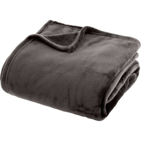 1 plaid flanelle, gris ardoise, 180x230 cm, doux et léger, pour canapé ou lit, intérieur moderne