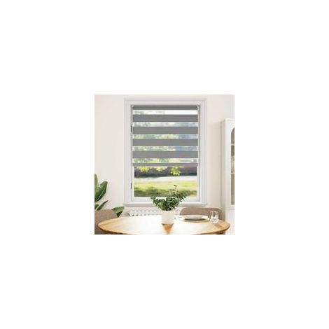 Rollo mit Zebramuster, 80,9 x 175 cm, Stoffbreite 76,7 cm, grau - Crezuo (1/4)