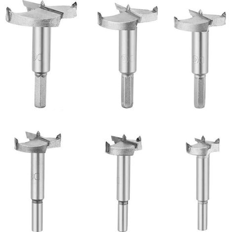 6 Pièces Mèches Bois Forstner, Fraise Bois Carbure Diametre 30/35/40/45/50/60mm, Pour Faconner Trou Travail du Bois, L'installation de Portes Sphériques Bois, Tiroirs, Plastique