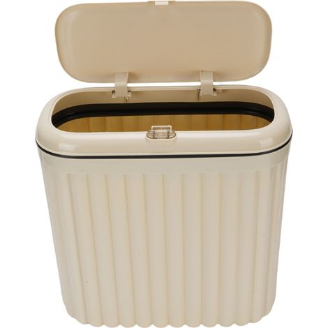 Poubelle compacte avec couvercle poussoir en PP 31x15x31 cm pour salle de bain cuisine chambre bureau 1 pièce (1/5)