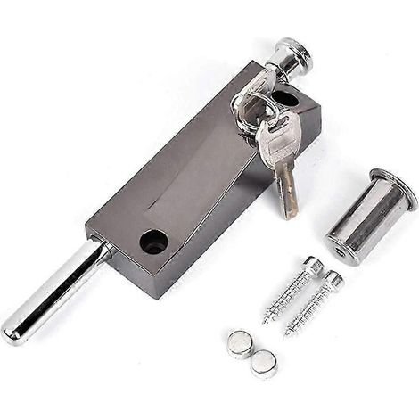 Serrure de porte multifonctionnelle, serrure de porte de garage, serrure de portail, serrure universelle, fournie avec 2 clés, pour une utilisation intérieure et extérieure, noire (1/5)