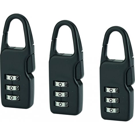 Set di 3 lucchetti neri con arco regolabile – THIRARD (1/2)