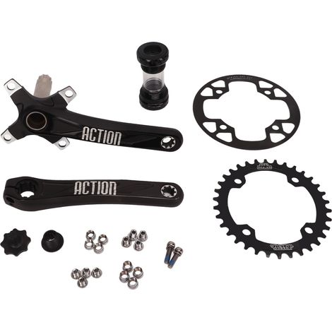 170-mm-Kurbelgarnitur aus Aluminiumlegierung, 104 mm Lochkreisdurchmesser, Tretlager, 34-Zahn-Narrow-/Wide-Kettenblatt, 32-34-Zahn-Kettenblattschutz für Rennrad/Mountainbike (1/5)