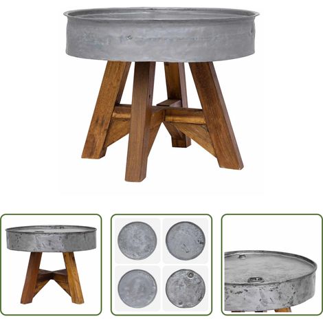 Vintage Couchtisch -  Couchtisch Gemischtes Altholz 60x45 cm Silbern