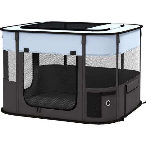 Parque para mascotas, diseño portátil y plegable, seguro y cómodo, color negro. (1/2)