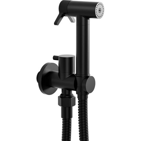 Rociador de bidé, kit de ducha para inodoro de alta gama, ducha de inodoro de doble función, ducha de mano, rociador de inodoro con manguera de 1,2 m, limpieza de pañales, baño para mascotas (negro) (1/5)