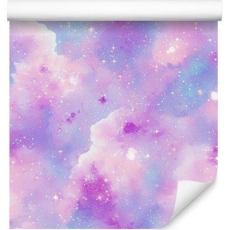 Carta da parati acquerello galassia lavanda e blu, forme delicate 50x1000 cm (1/5)