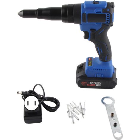 Pince à riveter électrique sans balais, kit complet de riveteuse automatique avec batterie, outil de rivetage 100-240V AC, prise américaine (1/5)