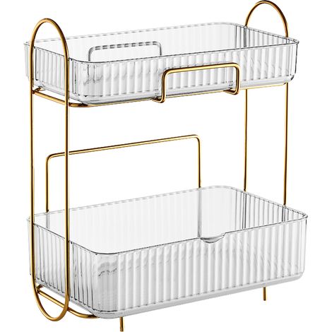 Organisateur de Salle de Bain 2 Étages avec Boîtes Amovibles, Grande Capacité pour Rangement Cosmétique Transparent (1/5)