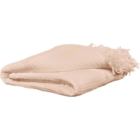 Plaid 180 x 220 cm en quadruple gaze de coton rose - PEPA 2 (1/5)