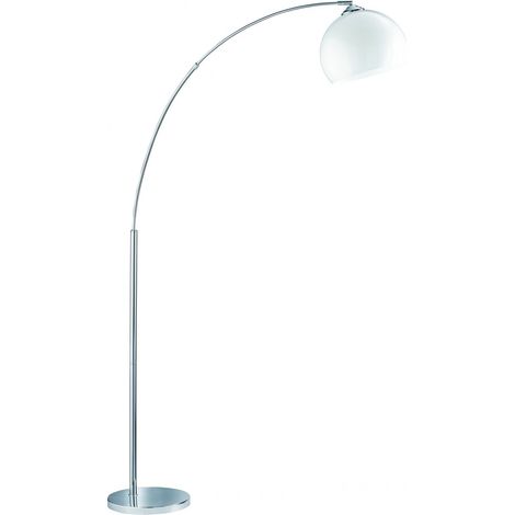 Piantana ad Arco Brasilia 1x E27 Cromo Paralume Bianco H180 cm Trio Lighting