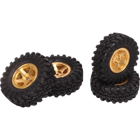 Zoll RC-Reifen mit Messingnabe, Gummi, für FMS FCX24 1/18 1/24 Crawler (4er-Set), goldfarben. (1/5)
