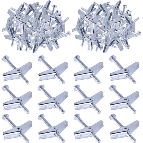 APEX Lot de 30 boulons à bascule et écrous à ailettes pour accrocher des articles lourds sur cloison sèche(1/4") (1/5)