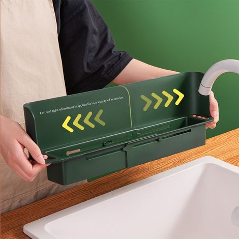 Rack Rétractable Pour Évier - Support Extensible Avec Égouttoir - Pour Cuisine Salle De Bain - 37,8 X 15,6 X 8,8 Cm - 1 Pièce (1/5)