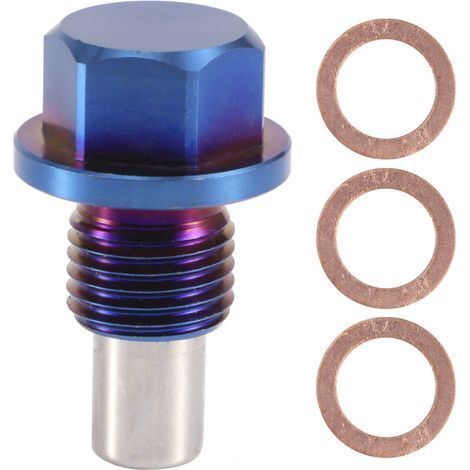 Bouchon de Vidange de Carter Dhuile,Yctze Adaptateur de Remplacement de Bonde de Bouchon de Vidange de Carter Dhuile Magnétique en Alliage Daluminium (M14x1.5)(M121.25) pourmagnetic oil drain plug. (1/4)