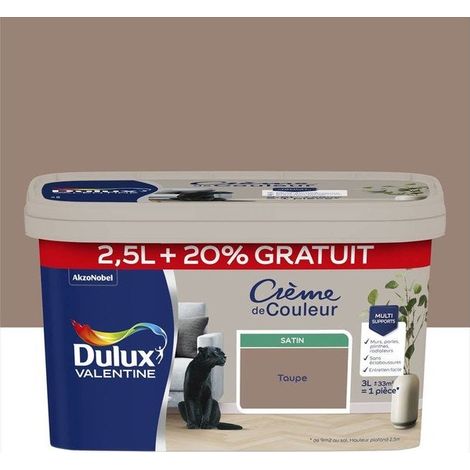 Peinture multi-supports Dulux Valentine Crème de Couleur Satin Taupe 3 L (1/3)