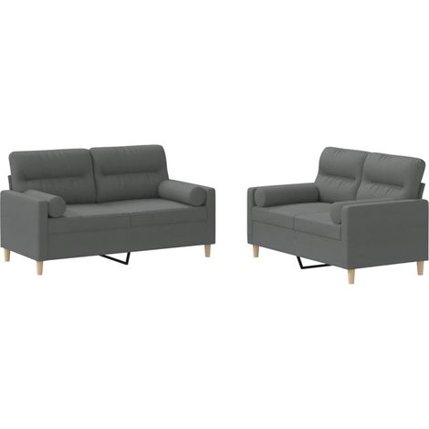 Maison Exclusive - Set di Divani 2 pz con Cuscini Grigio Scuro in Tessuto
